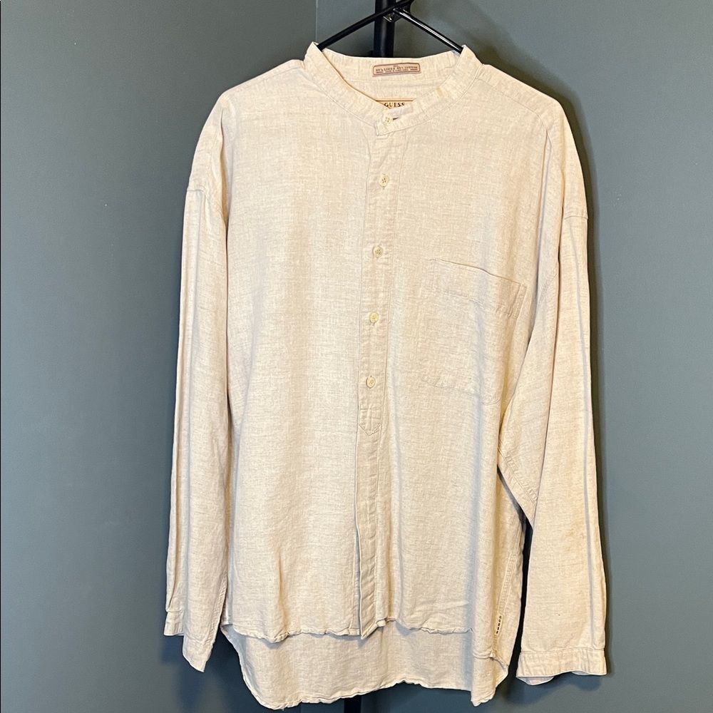 Guess Cream Casual Button-Down Shirt